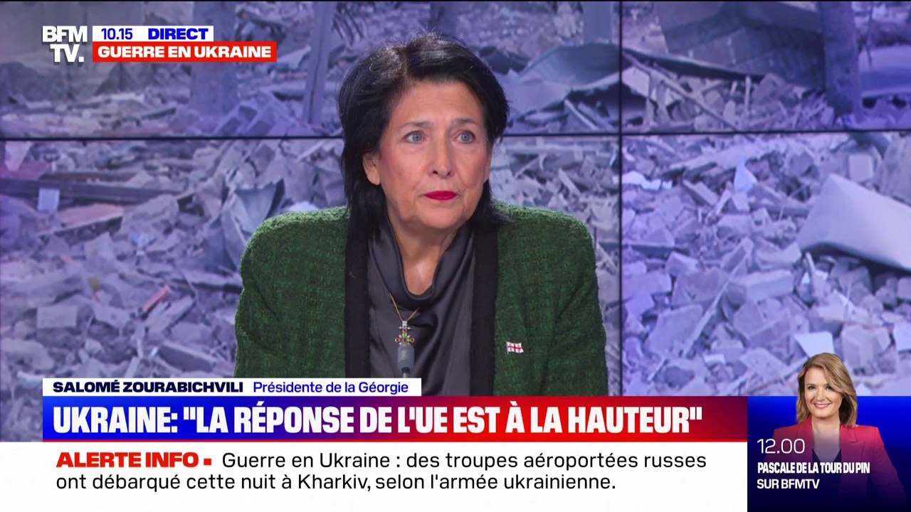 "Personne ne sait" où va s'arrêter Poutine, estime la présidente de la Géorgie sur BFMTV