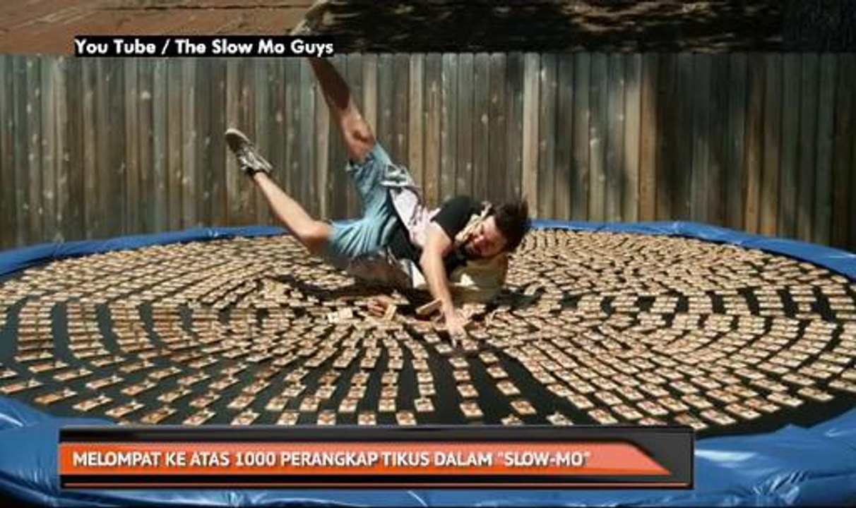Melompat ke atas 1000 perangkap tikus dalam "slow-mo"