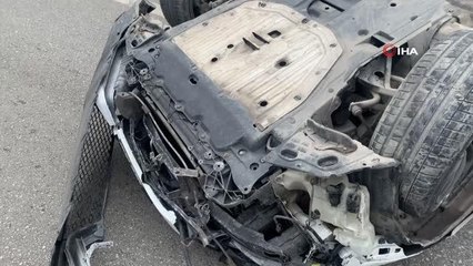 Kontrolden çıkan otomobil, 60 metre sürüklenerek takla attı