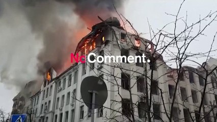 Ukraine: Kharkiv police department building on fire after shelling