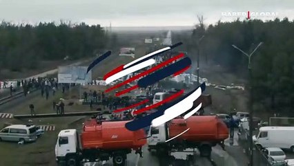 Nükleer santralin bulunduğu Enerhodar kentinde halk barikat kurdu