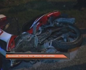 Penunggang motosikal maut bergesel lori kontena