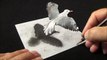 Drawing a 3D Flying Bird - How to Draw Bird - Trick Art on Paper