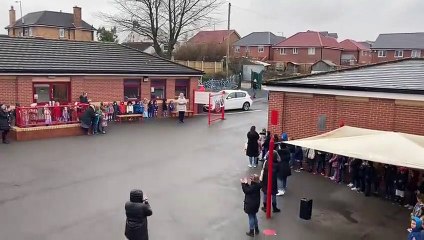 WATCH: Leeds United fan nine-year-old in remission from blood cancer given hero's welcome back to school