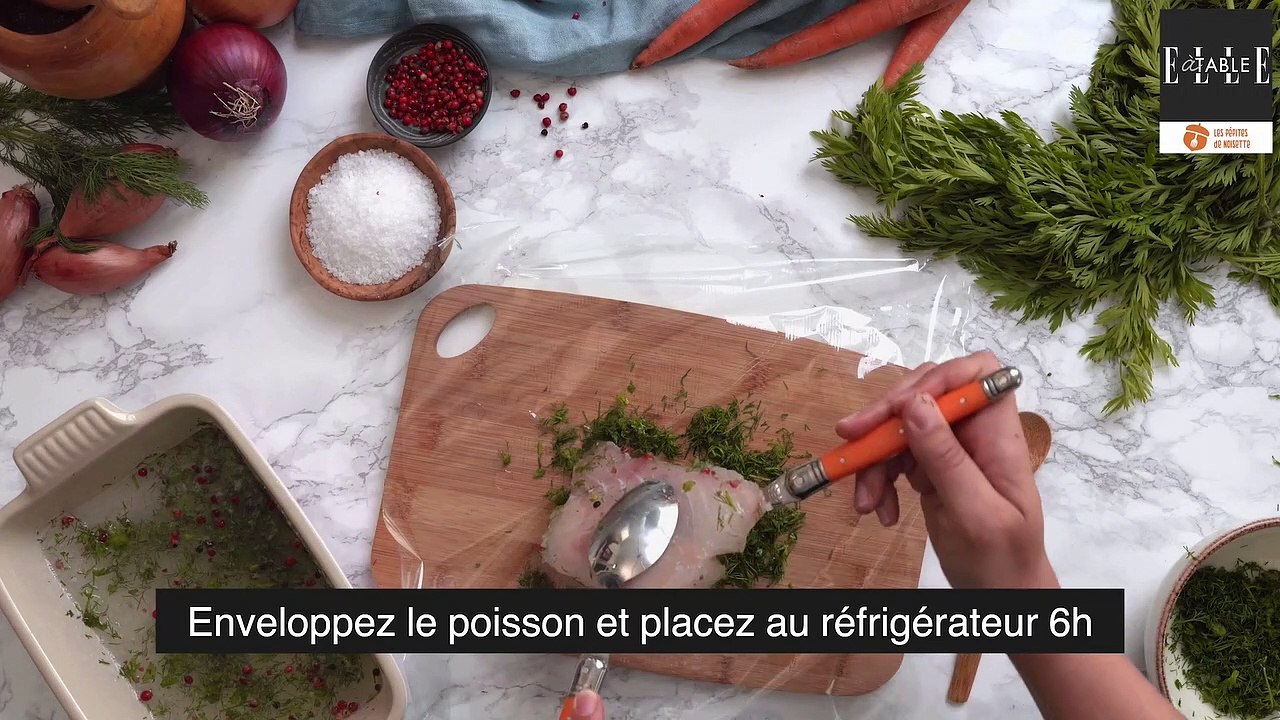 Tartines de poisson blanc en gravlax