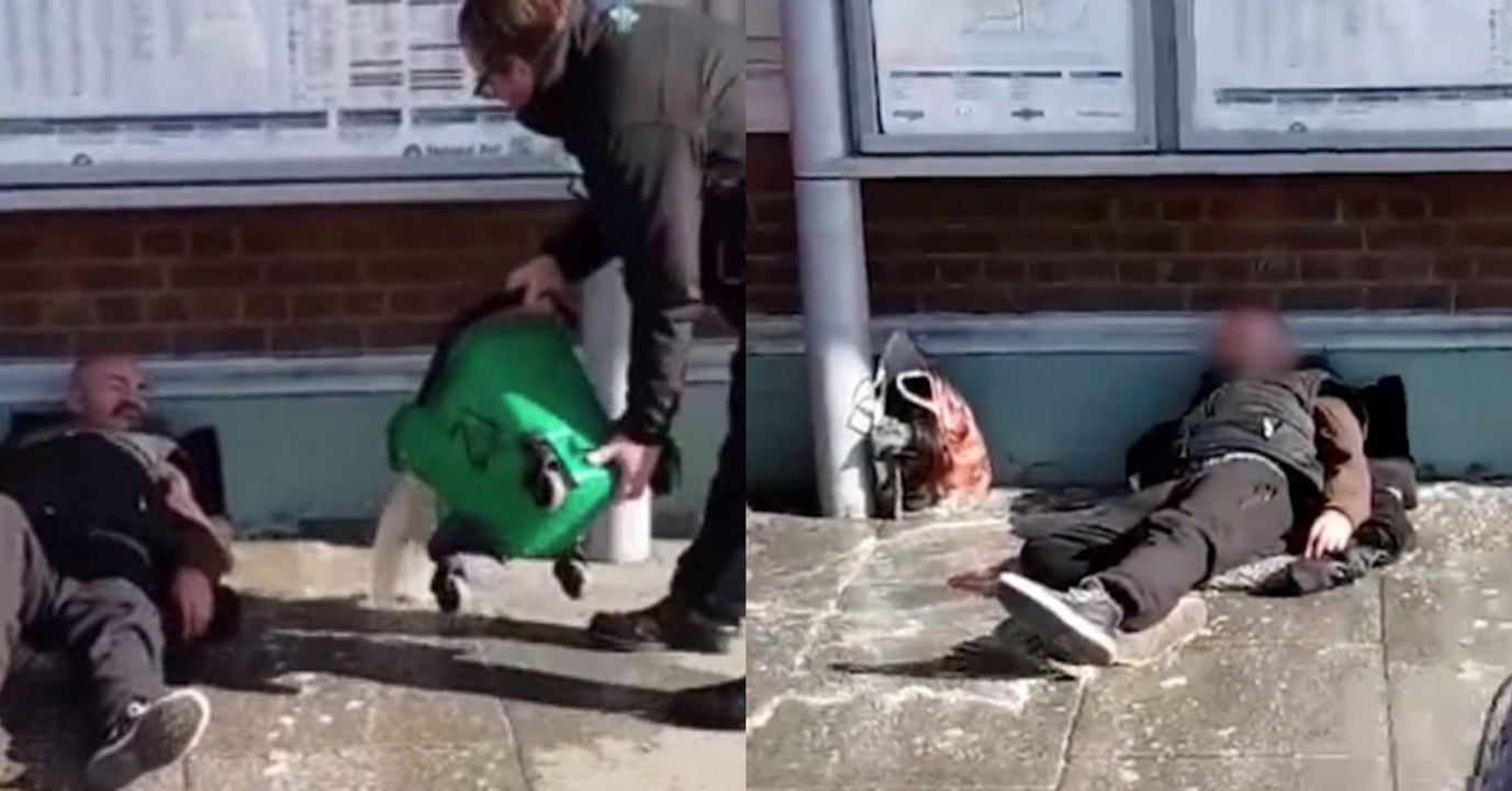 Disgusting Moment Train Staff Are Filmed Throwing Dirty Mop Water on Sleeping Homeless Man