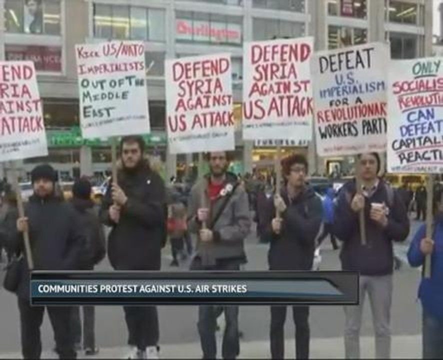 Communities protest against U.S. air strikes