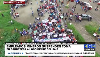 ¡Contra la prohibición de minería! Trabajadores se toman la CA-4, en Cucuyagua, Copán