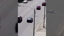Man immediately regrets throwing rocks into traffic after driver seeks revenge