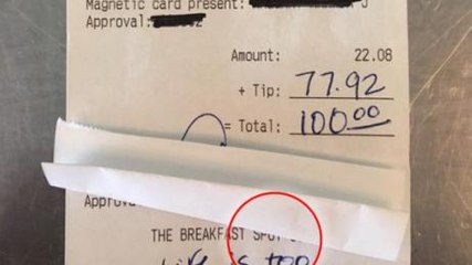 They left her a huge tip but what came with it was even better