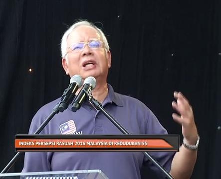 Indeks persepsi rasuah 2016 Malaysia di kedudukan 55