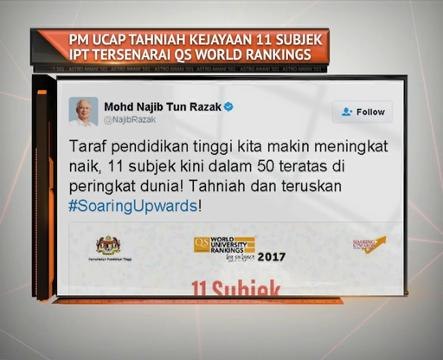 PM ucap tahniah kejayaan 11 subjek IPT tersenarai QS World Rankings