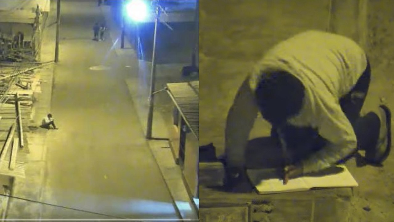 Unfassbar: zwölfjähriger muss hausaufgaben unter straßenlaterne machen