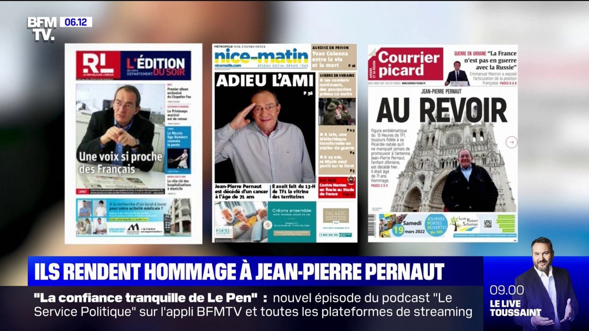 "Adieu l'ami": la presse régionale rend hommage à Jean-Pierre Pernaut -  Vidéo Dailymotion