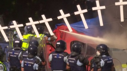 Clashes break out at New Zealand parliament as police move in to clear anti-Covid curbs protest