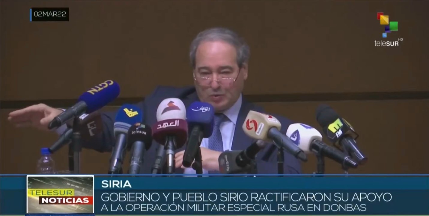 Siria condena acciones mediáticas y políticas del Occidente y la OTAN contra Rusia