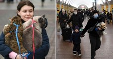 Des photos déchirantes montrent des Ukrainiens fuyant leur pays avec leurs animaux de compagnie