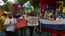 Manifestantes reclaman el cierre del canal de Panamá para los buques rusos