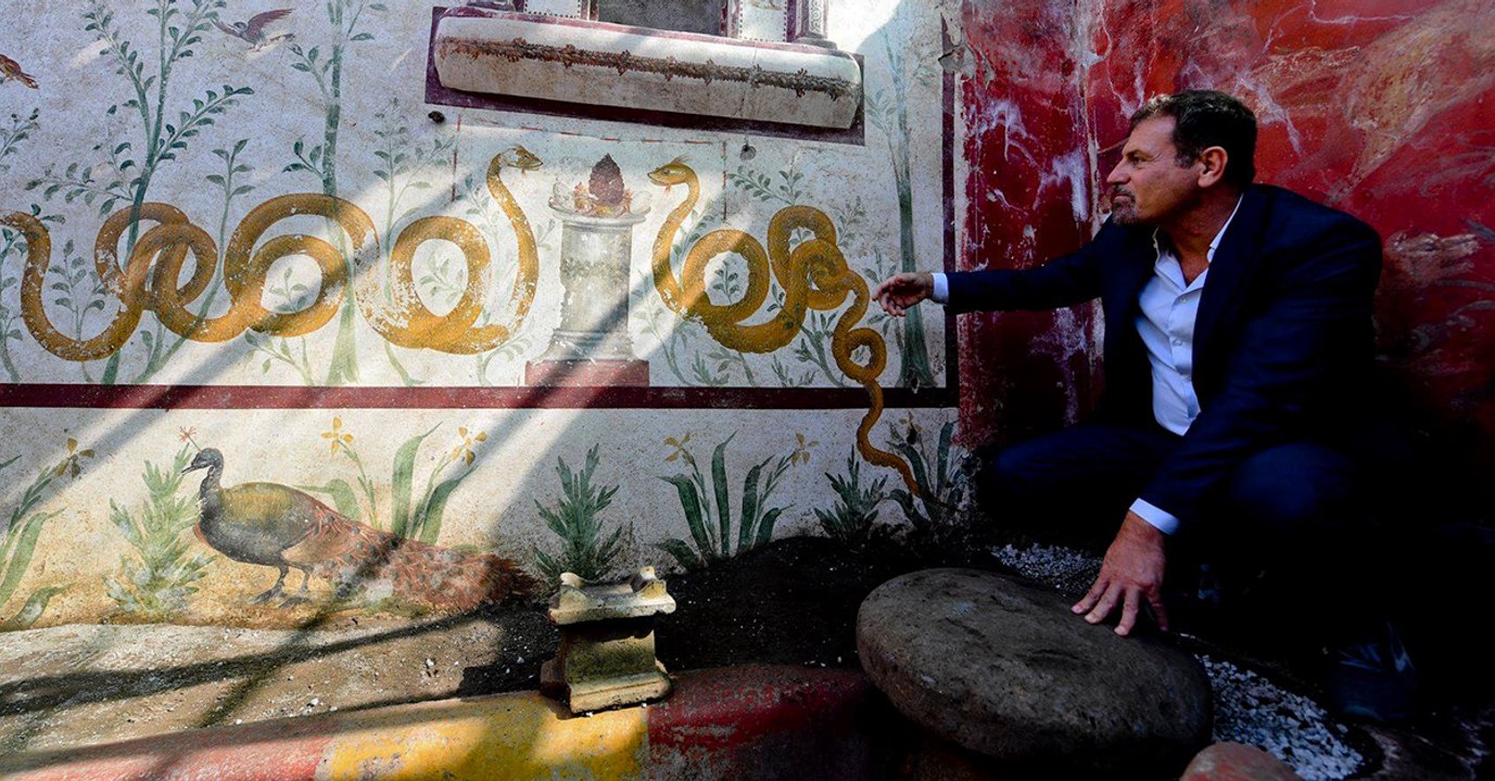 Un sanctuaire romain aux magnifiques peintures découvert à Pompéi