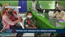 Tentara Cilik Semangat Ikut Serbuan Vaksinasi di Denpom Banjarmasin : Cita-cita Jadi TNI