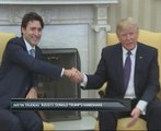 Justin Trudeau 'resists' Donald Trump's handshake