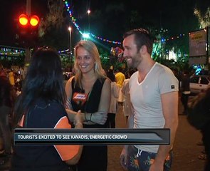 Tourists excited to see Kavadis, energetic crowd