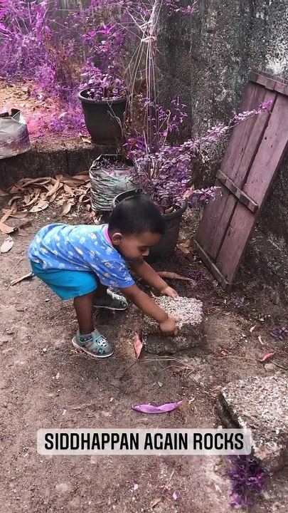 Siddhapan playing with rock