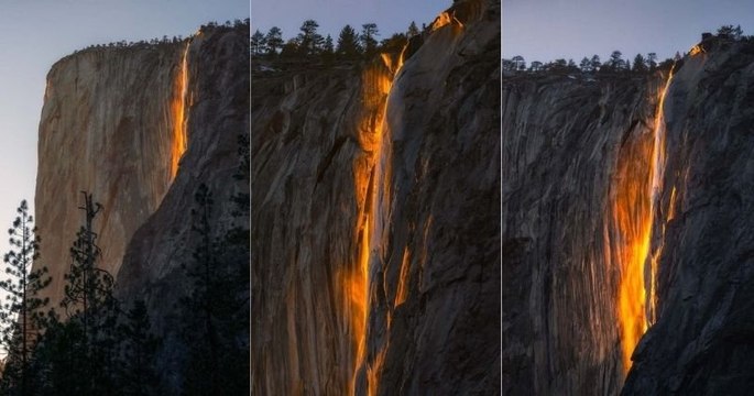 L'eau de cette cascade du Yosemite semble se transformer en lave sur ces clichés magnifiques