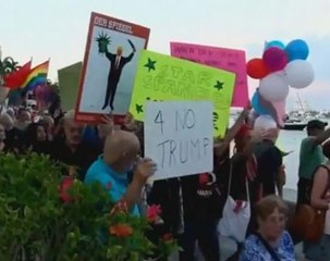 Protesters gather near Trump's Florida private resort