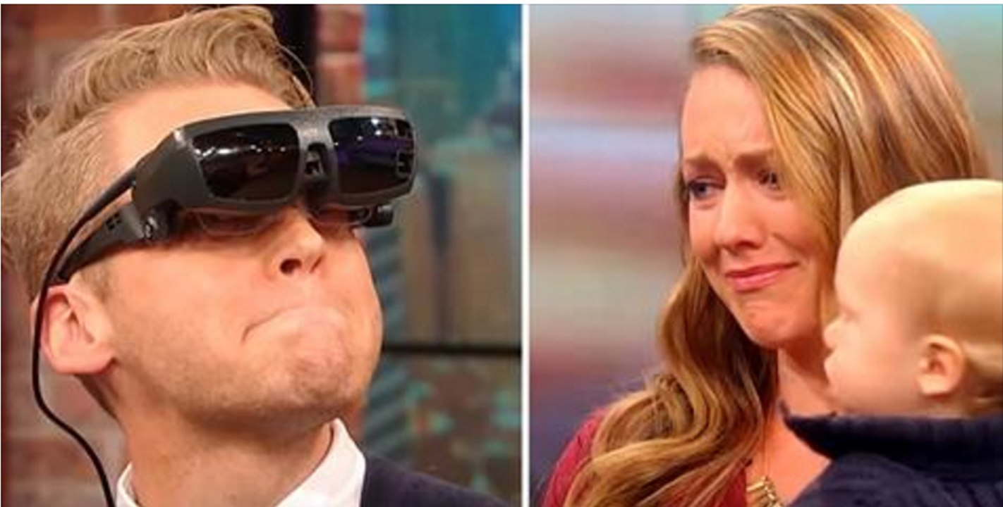 Cet homme aveugle réussit à voir pour la première fois sa femme et son bébé dans une émission de télé