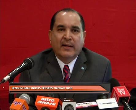 Indeks Persepsi Rasuah 2016: Malaysia di kedudukan 55 daripada 176 negara