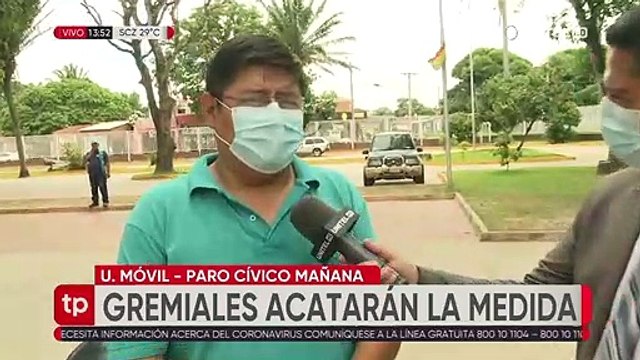 Gremiales acatarán el paro cívico en Santa Cruz