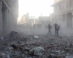 Syria: Civilians clear the rubble after strikes in Binnish