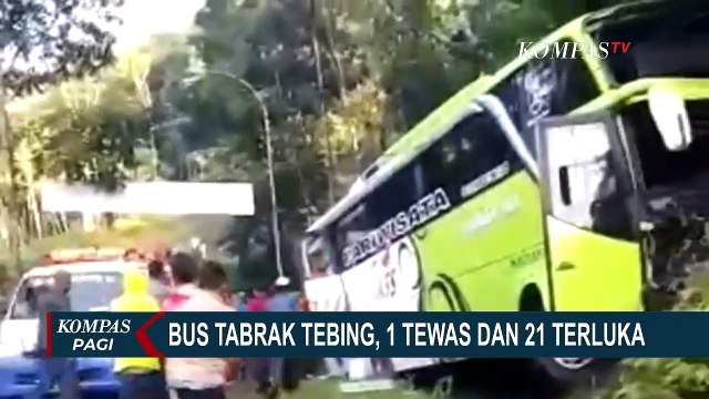 Bus Pariwisata Rombongan Siswa dan Guru Madrasah Menabrak Tebing, Satu Orang Tewas