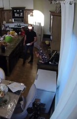 Dad Strength and Reflexes Save Daughter Falling From Countertop