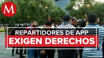 Repartidores se manifiestan en Reforma contra abuso policial