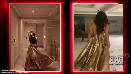 Mouni Roy Gives Traditional Fits A Contemporary Touch in This Stunning Halter Backless Crop Top and Metallic Skirt - Watch Video