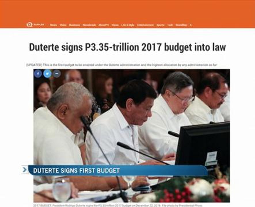 Duterte signs first budget