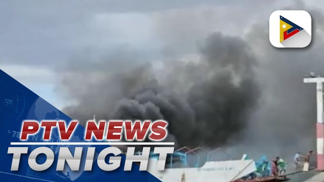 Ship crew members rescued from fire aboard docked cargo vessel in Sorsogon