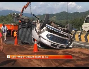 Susulan lori tangki terbalik,sesak 12 km
