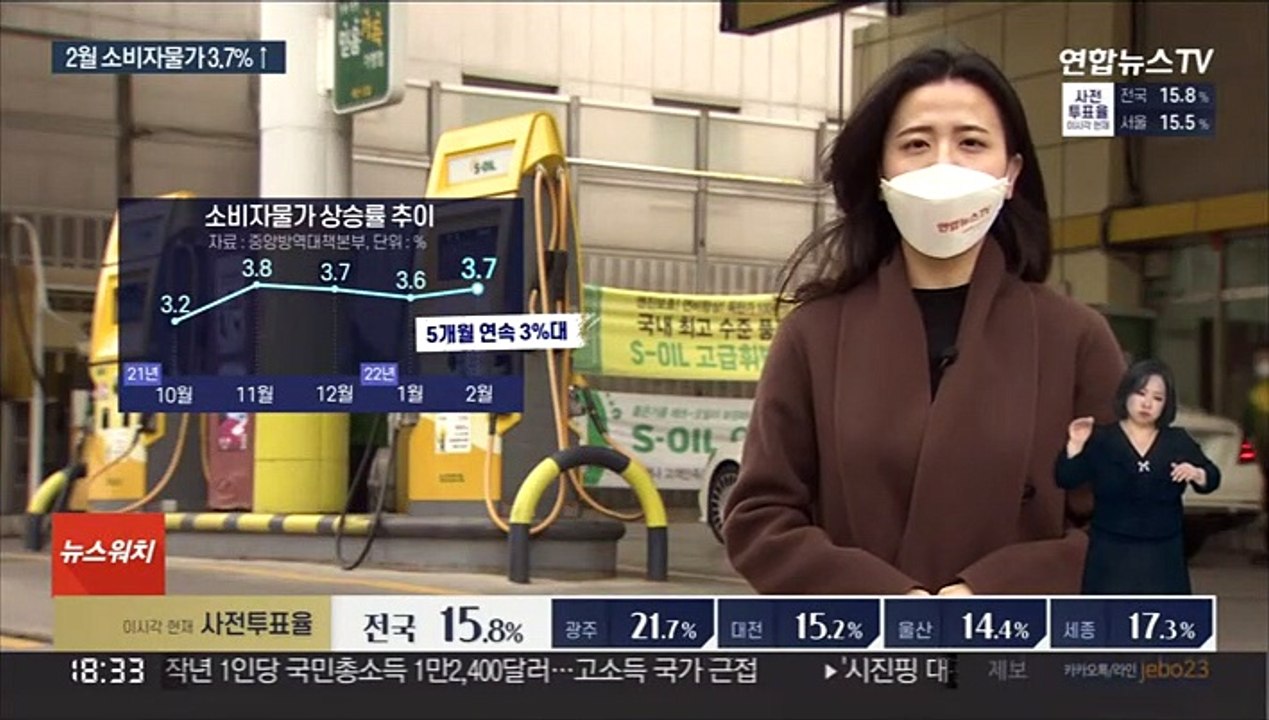 유가 탓 물가상승률 5개월째 3%대…유류세 인하 연장