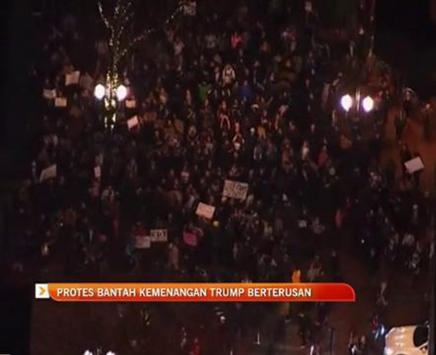 Protes bantah kemenangan Trump berterusan