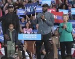 NBA star LeBron James campaigns for Clinton