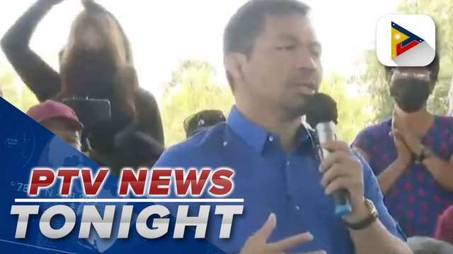 Sen. Pacquiao campaigns in Nueva Ecija, says he will not heed Sec. Cusi's call for candidates to stop holding motorcades, caravans amid continuous rise in fuel prices