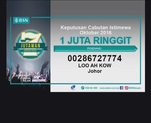 Keputusan cabutan bulanan Oktober 2016 BSN SSP