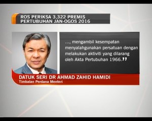 RoS periksa 3,322 premis pertubuhan Jan-Ogos 2016