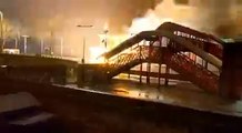 Live Railroad Track Catches Fire When Someone Throws Electric Scooter on It
