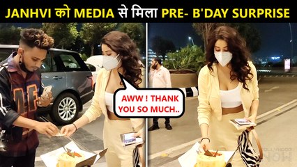 Janhvi Gets A Sweet SURPRISE From Media, Cuts Birthday Cake At Airport