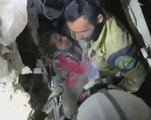 Five year old girl pulled from rubble in Aleppo