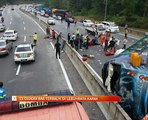 13 cedera bas terbalik di Lebuhraya Karak